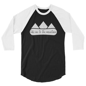 Take Me To The Mountains Snowboard White 3/4 sleeve raglan shirt